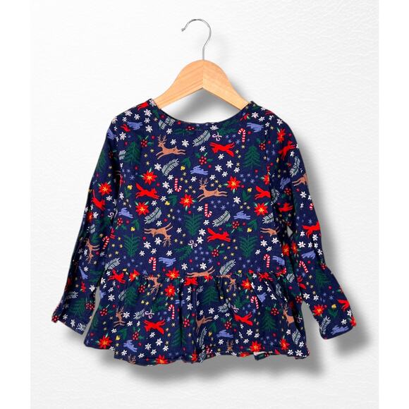 Hanna Andersson Flannel Peplum Winter Wonderland Top, Size 5 - Picture 1 of 6